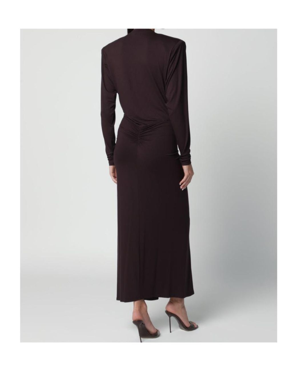 ANDAMANE Blue Ruched Long-Sleeve Dress