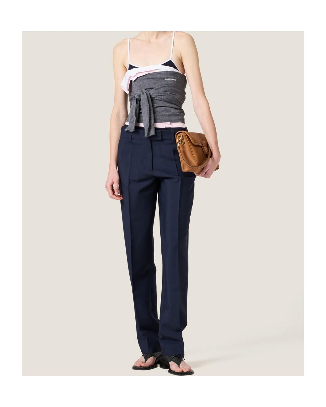 Miu Miu Blue Tailored Straight-Leg Pants