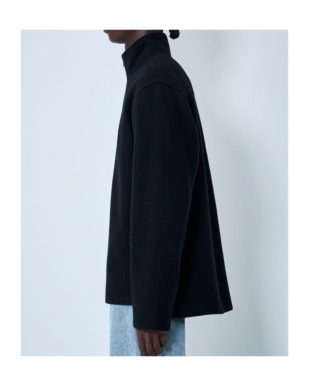 Rier Blue Zipper Fleece Sweatshirt for men