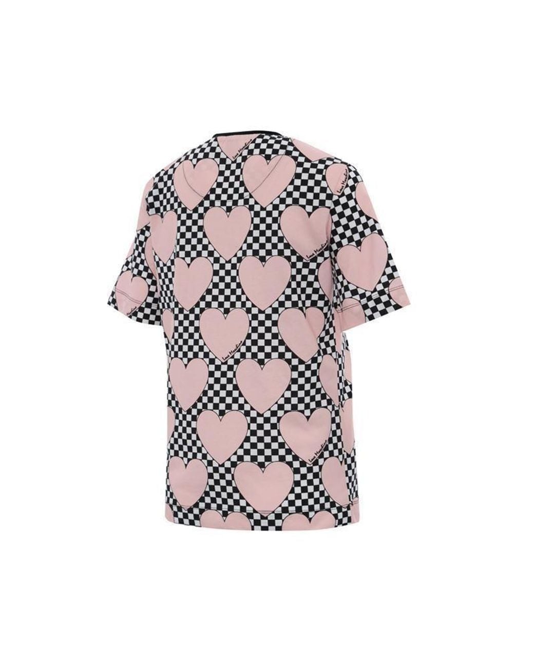 Moschino Pink Checkered Love Printed T-Shirt