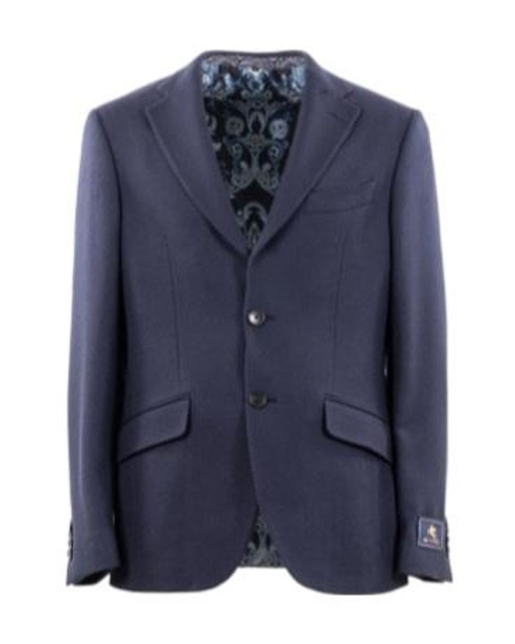 Etro Blue Notched Patterned Blazer for men