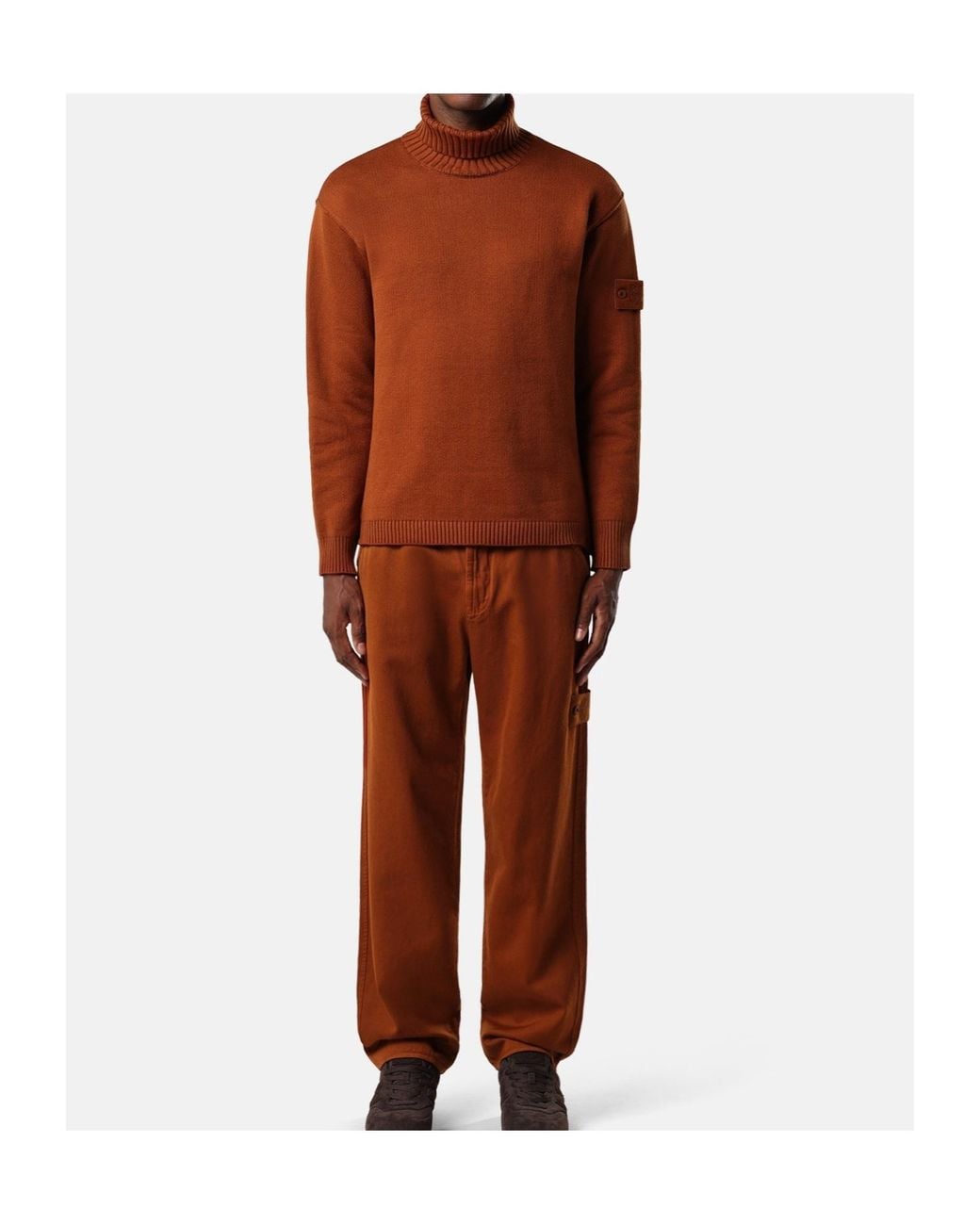 Stone Island Brown Regular-Fit Turtleneck Jumper With Ribbed Trims for men