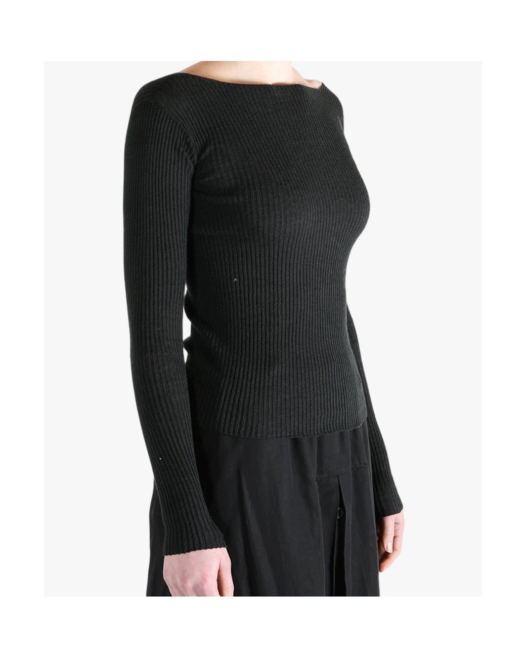 Baserange Black Ribbed Buttoned Sweater