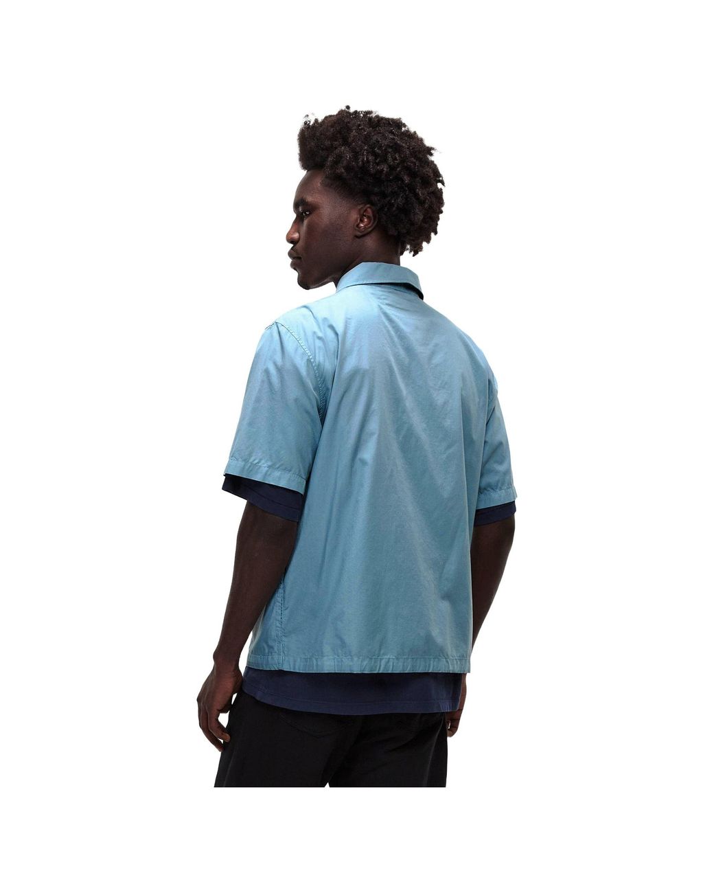 C P Company Blue Light Short-Sleeve Utility Shirt for men