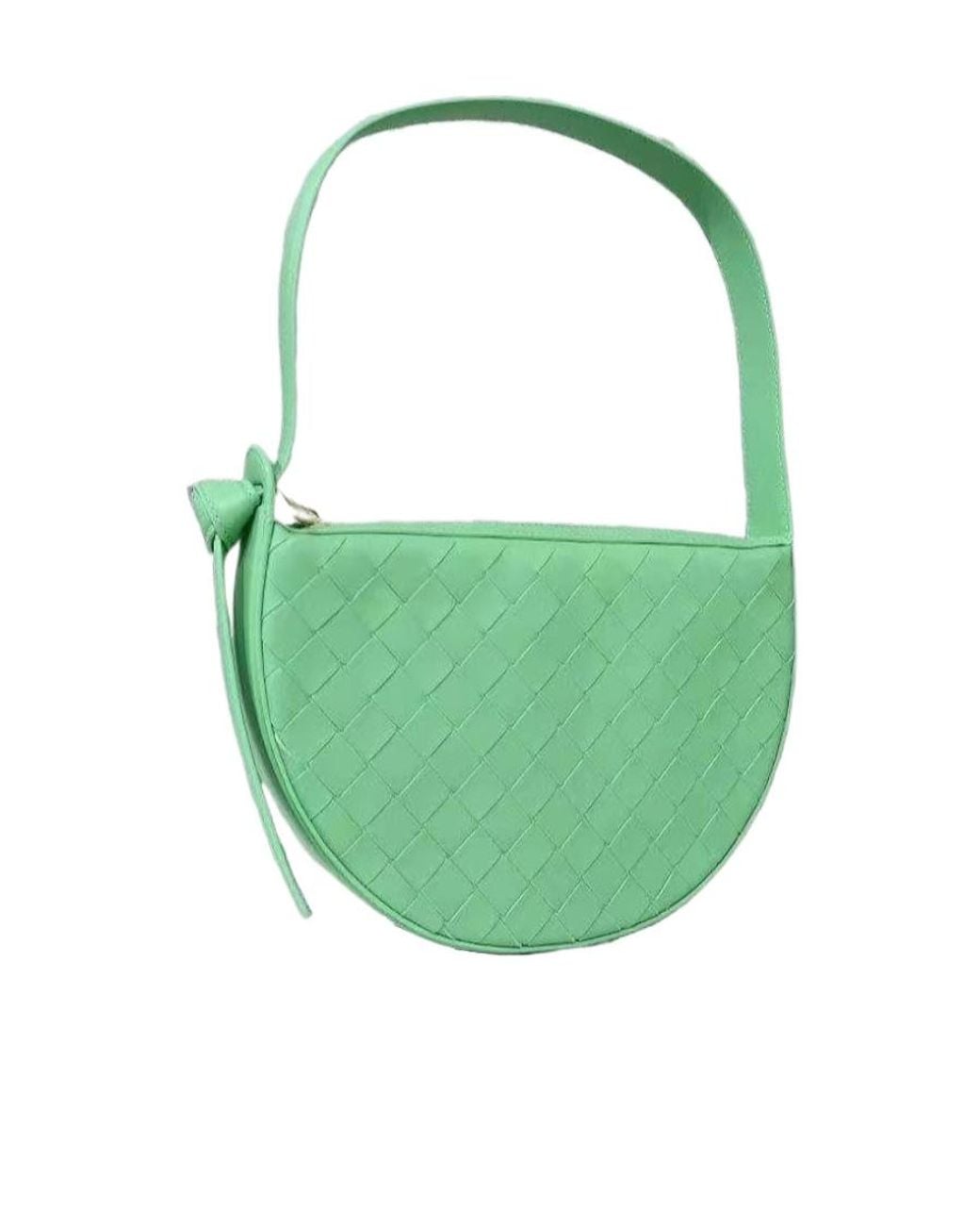 Bottega Veneta Green Braided Zipper Shoulder Bag
