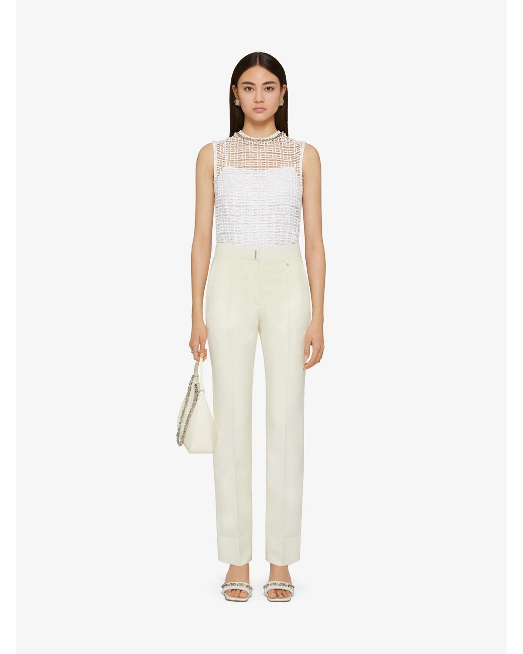 Givenchy White Straight Leg Tailored Trousers