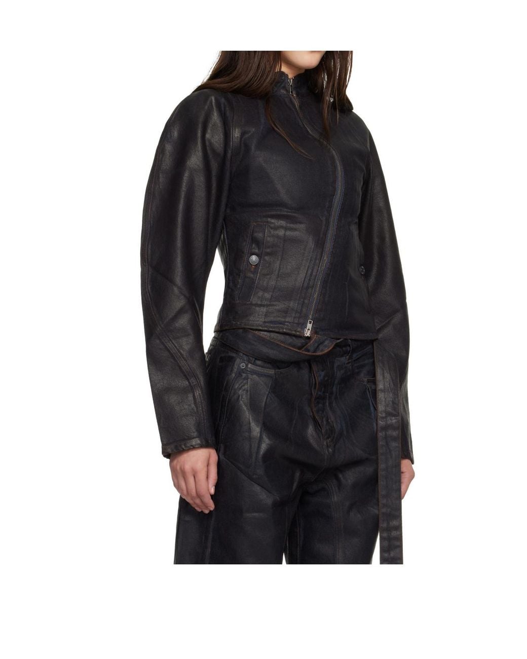 OTTOLINGER Black Stand-Up Collar Denim Jacket
