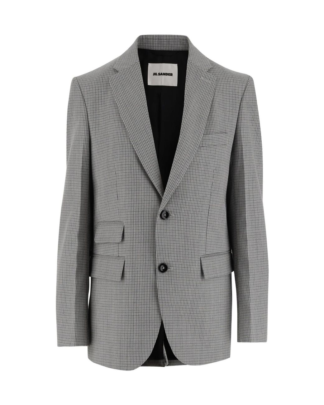 Jil Sander Gray Single-Breasted Checked Blazer