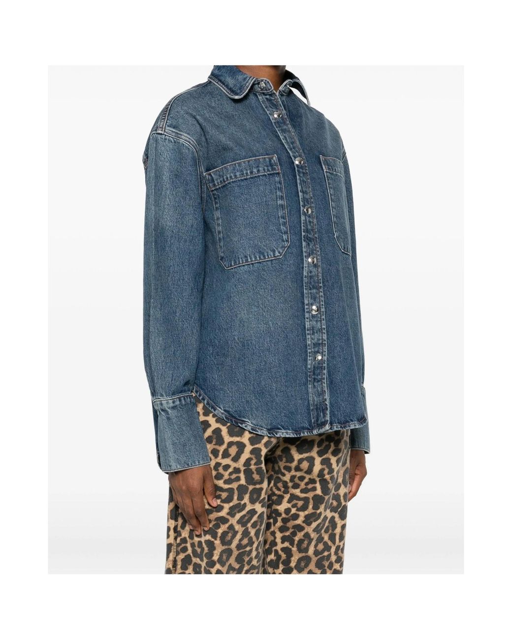 Anine Bing Blue Dante Long Sleeved Oversized Shirt