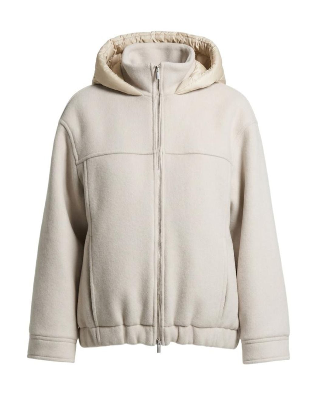 Peserico Gray High Neck Hooded Jacket