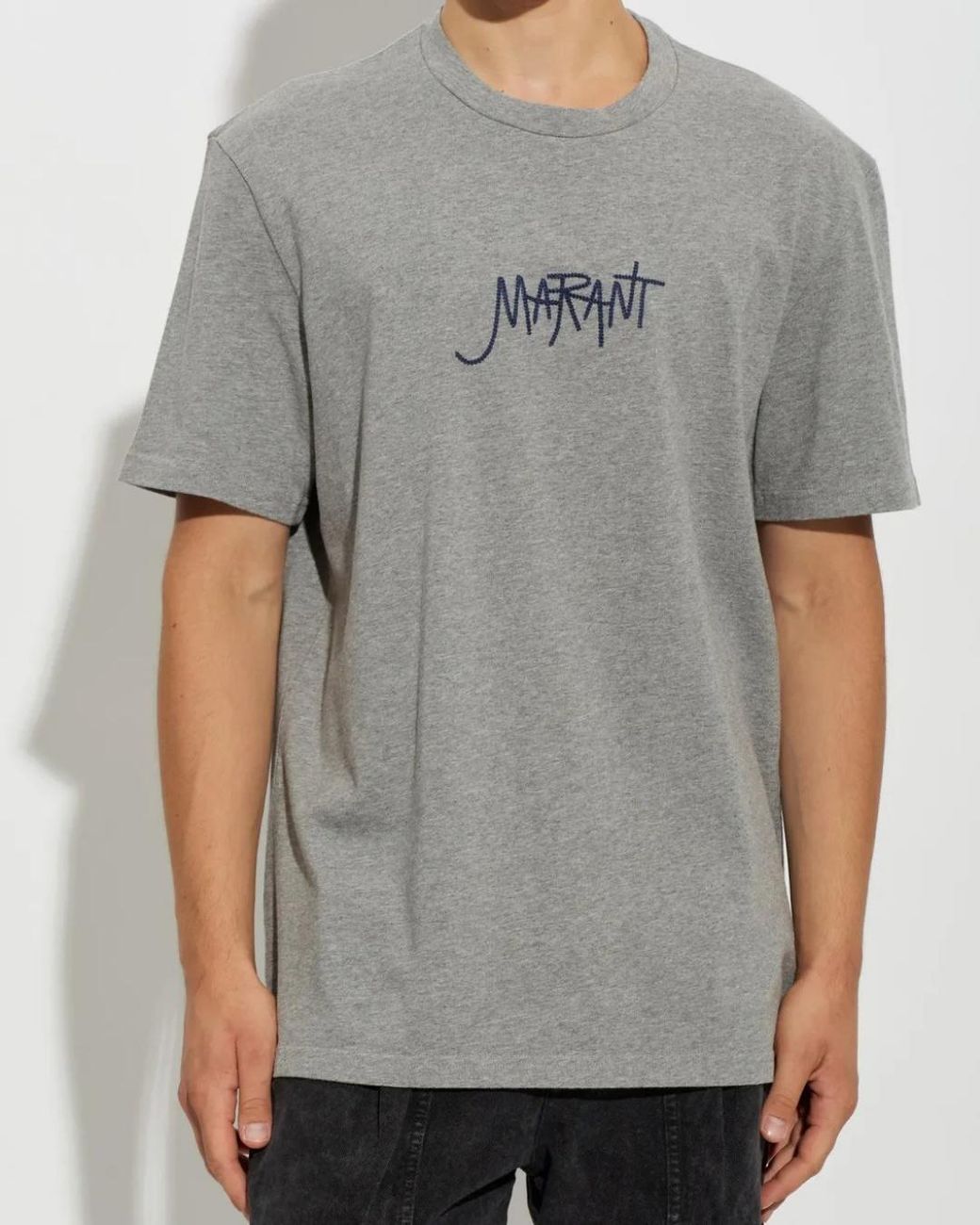 Isabel Marant Gray Honore Logo-Embroidered T-Shirt for men