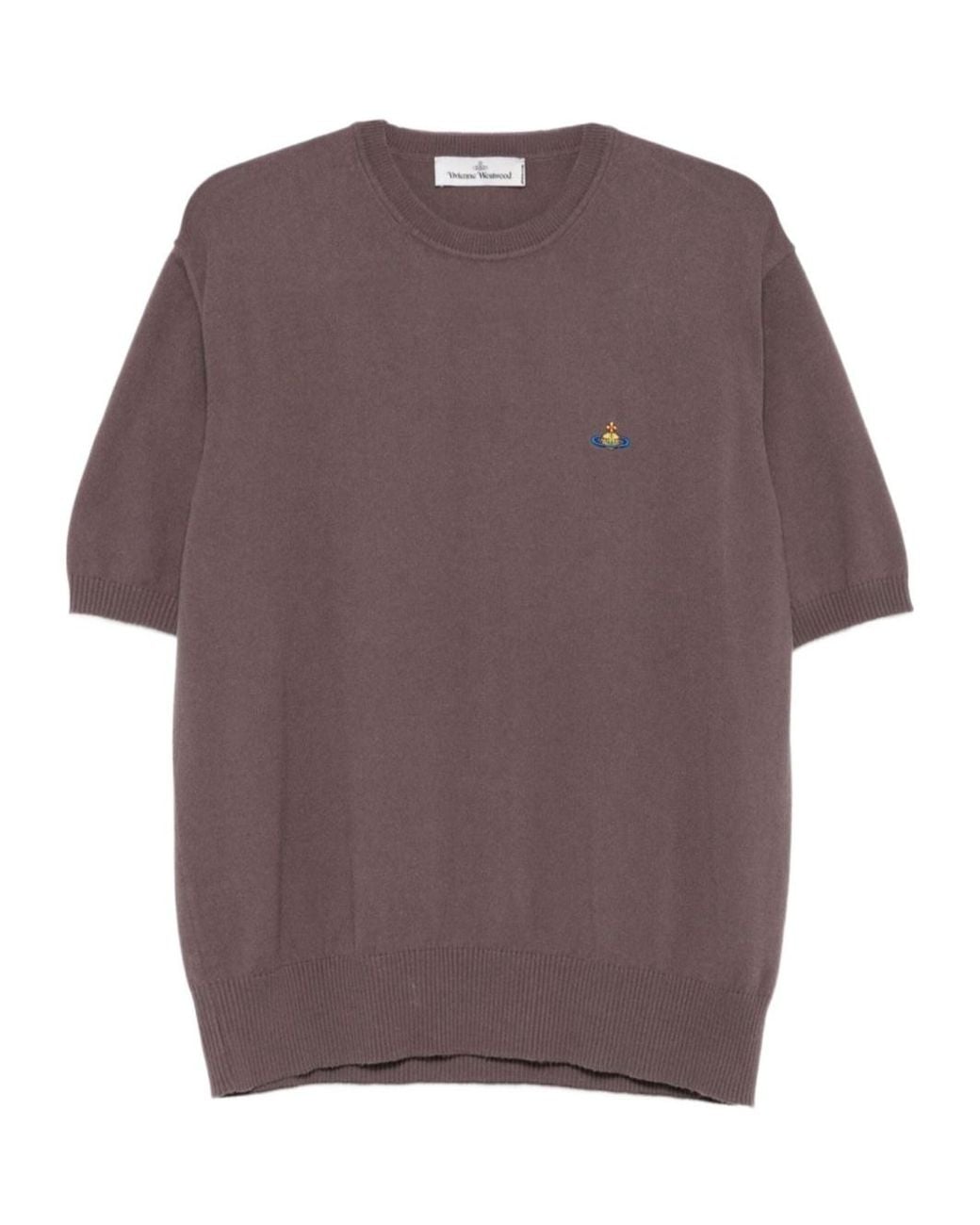 Vivienne Westwood Purple Logo-Embroidered Short-Sleeve Sweater for men