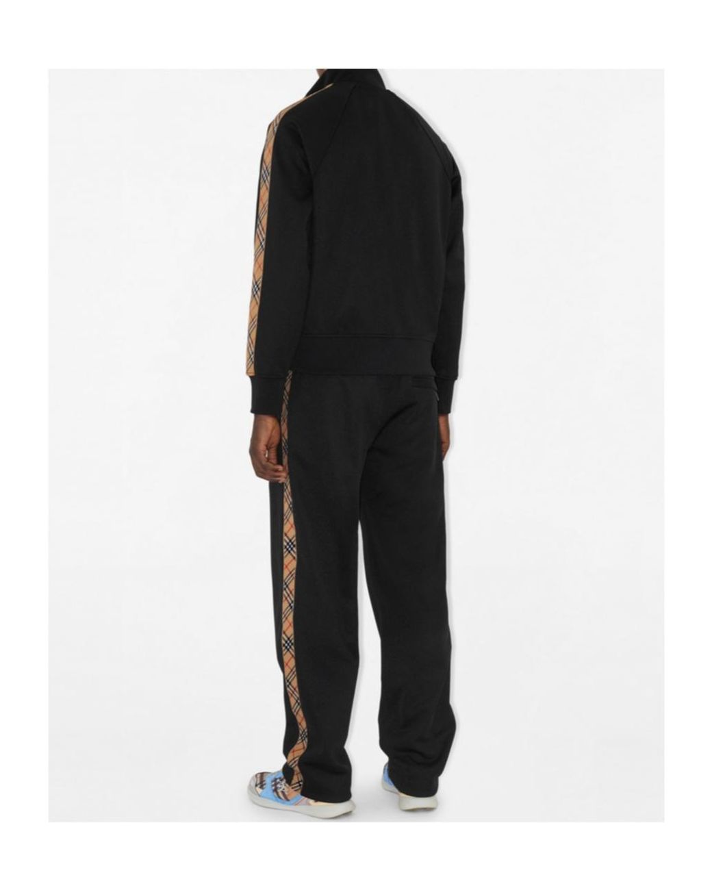 Burberry Black Check Trim Straight-Leg Track Pants for men