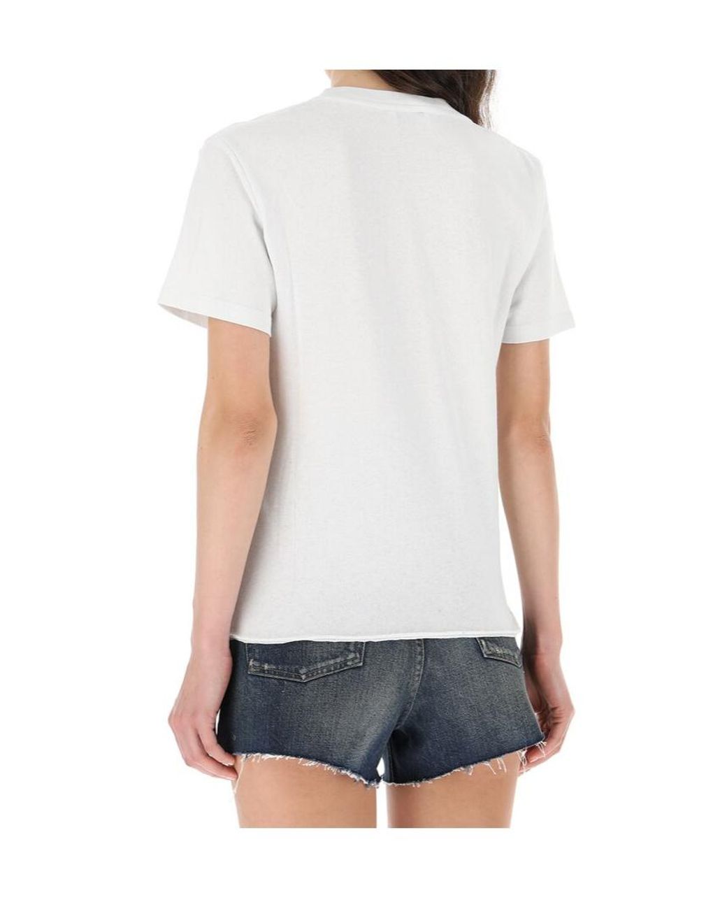 Saint Laurent White Guitar Motif T-Shirt
