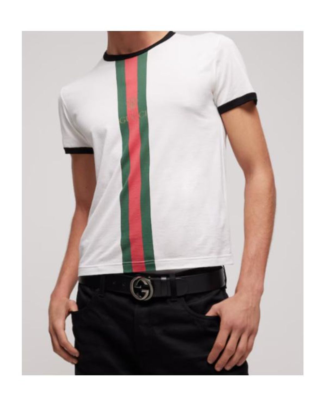 Gucci White Cotton Jersey T-Shirt With Print for men