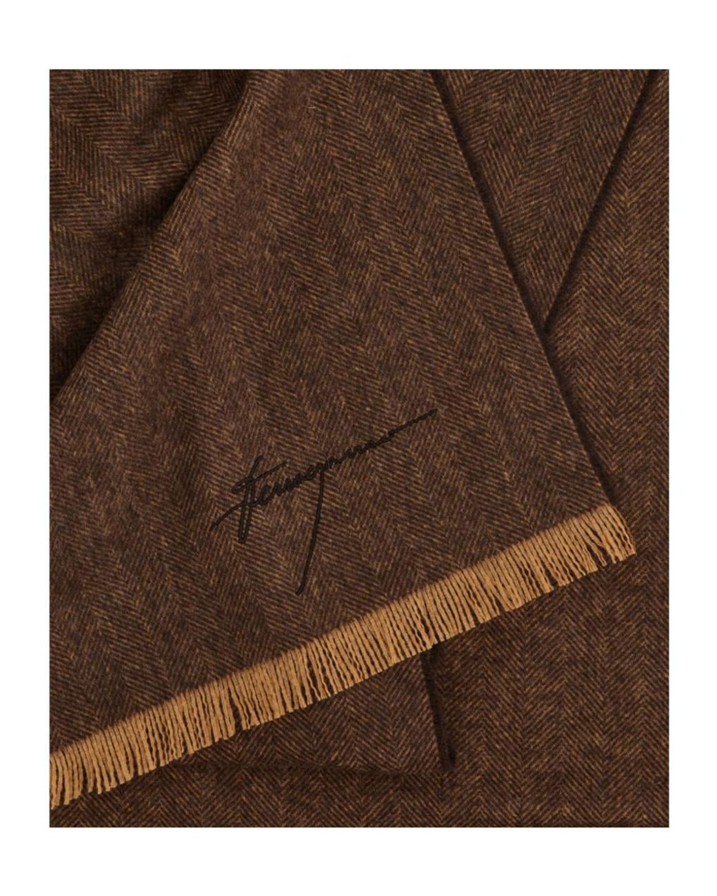 Ferragamo Brown Tassel Scarf for men