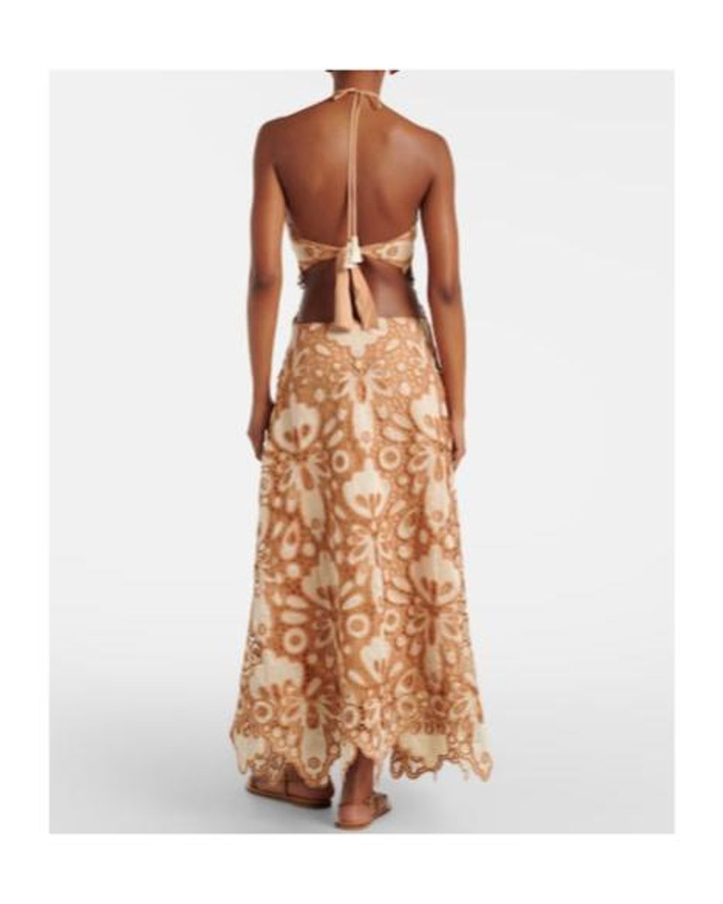 Johanna Ortiz Natural Lace Guipure Maxi Dress