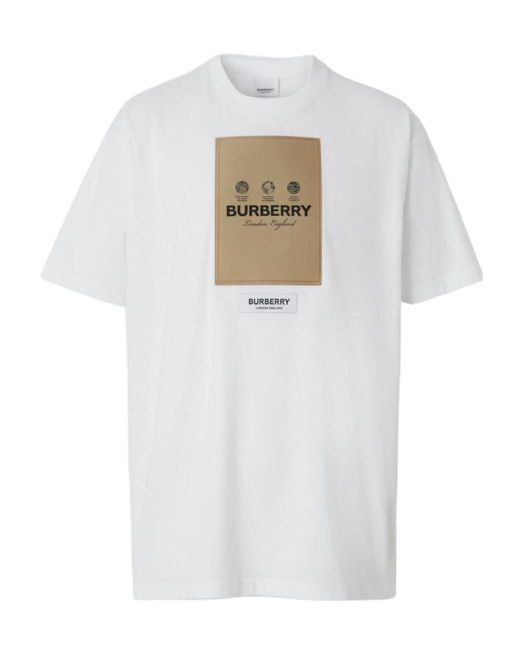 Burberry White Logo-Patch Round-Neck T-Shirt for men