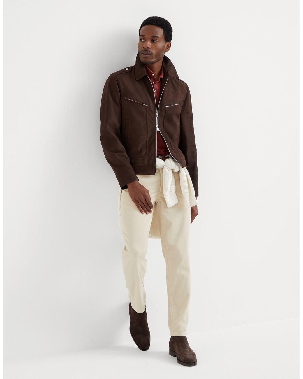Brunello Cucinelli Natural Straight-Leg Corduroy Trousers for men