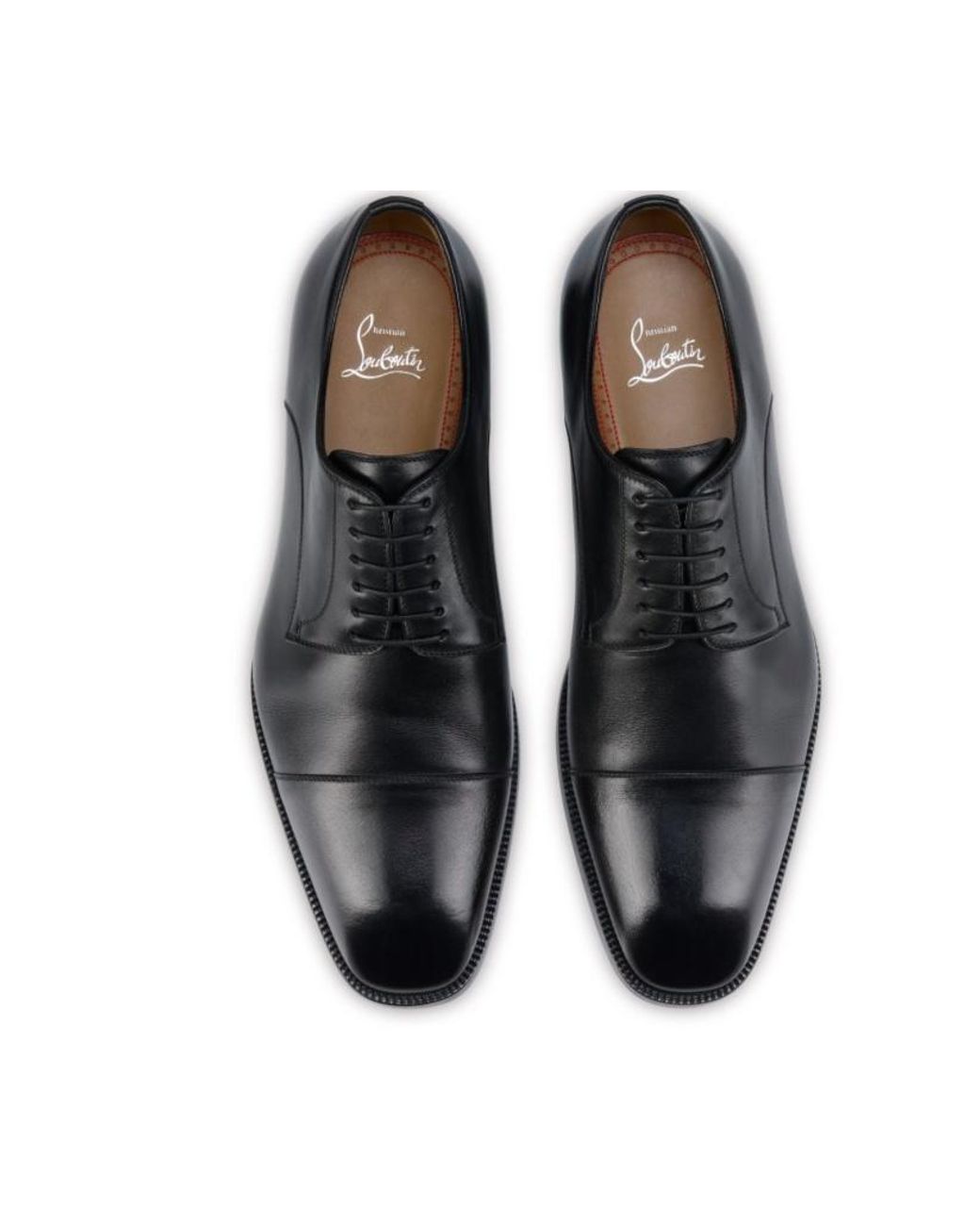 Christian Louboutin Black Almond Toe Lace-Up Shoes for men