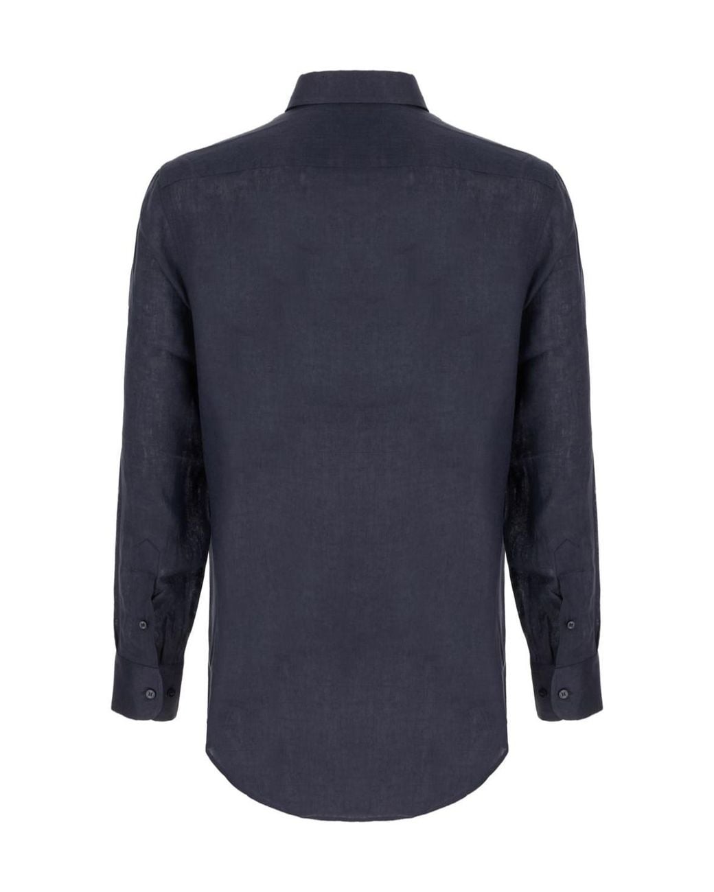 Etro Blue Logo Embroidered Long Sleeved Shirt for men