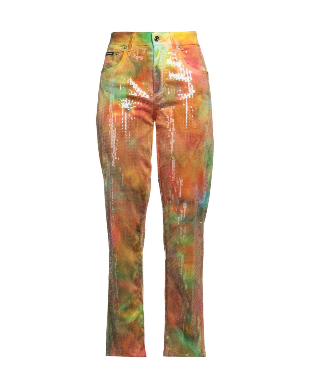 Dolce & Gabbana Orange Color Block Long Pants