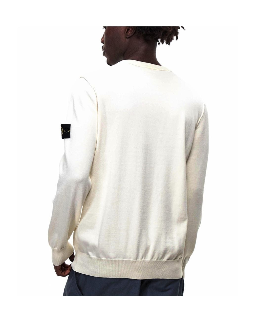 Stone Island White Comfortable Crew Neck Sweater for men