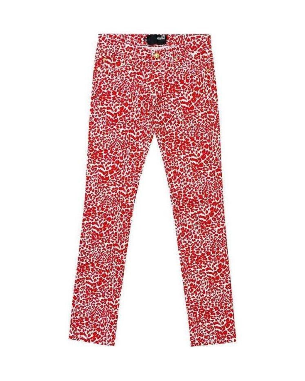 Moschino Red Leopard Print Jeans