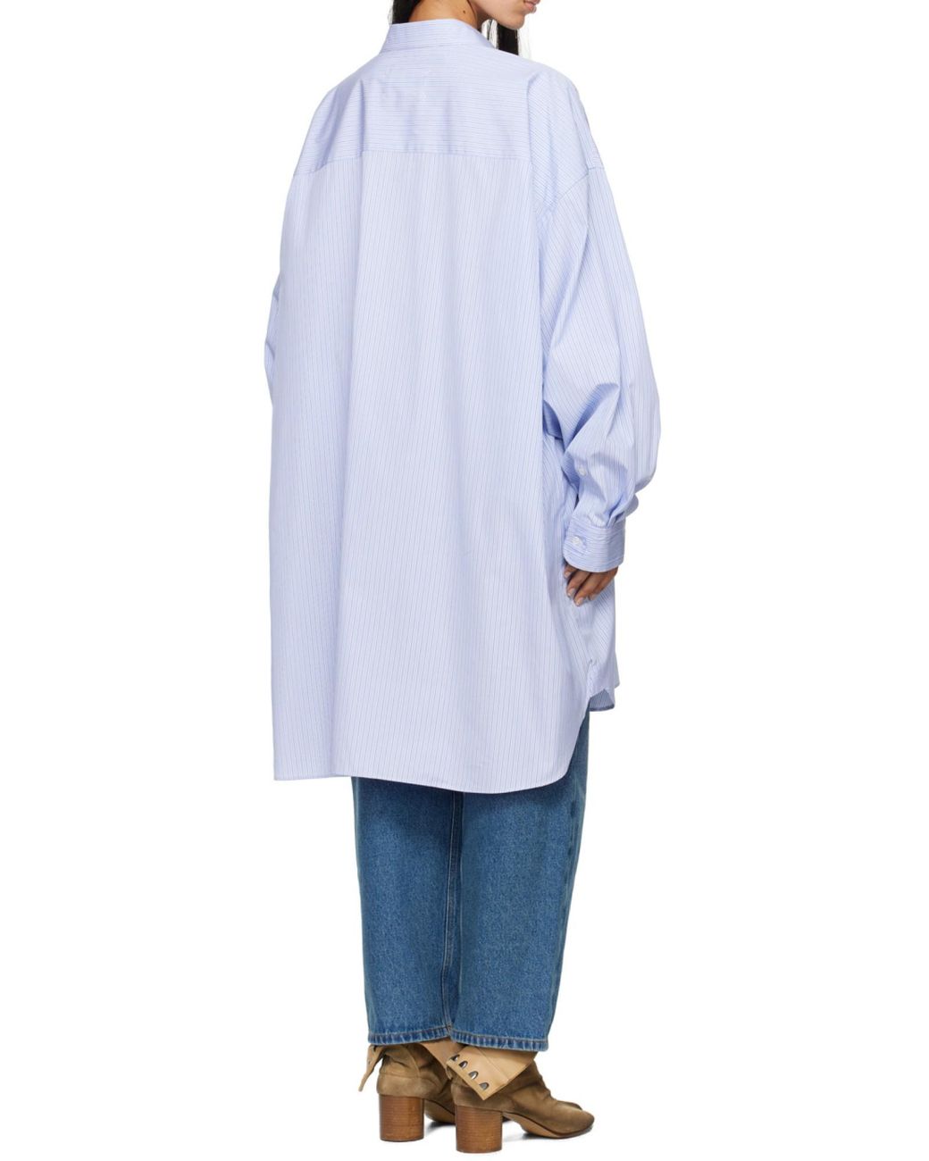 Maison Margiela Purple Striped Button-Up Oversized Shirt