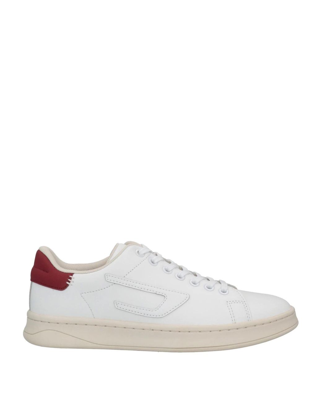 DIESEL White Two-Tone Low-Top Leather Shoes