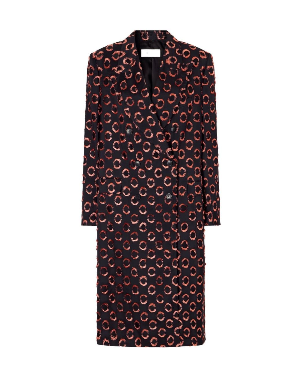 Dries Van Noten Purple Double-Breasted Polka-Dot Fil-Coupé Silk-Blend Coat