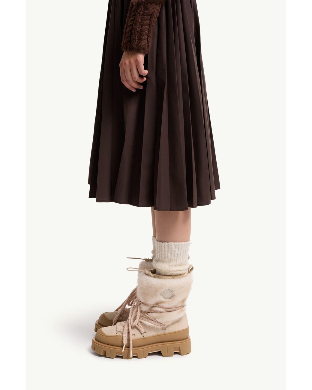 Moncler Brown Pleated Midi Skirt