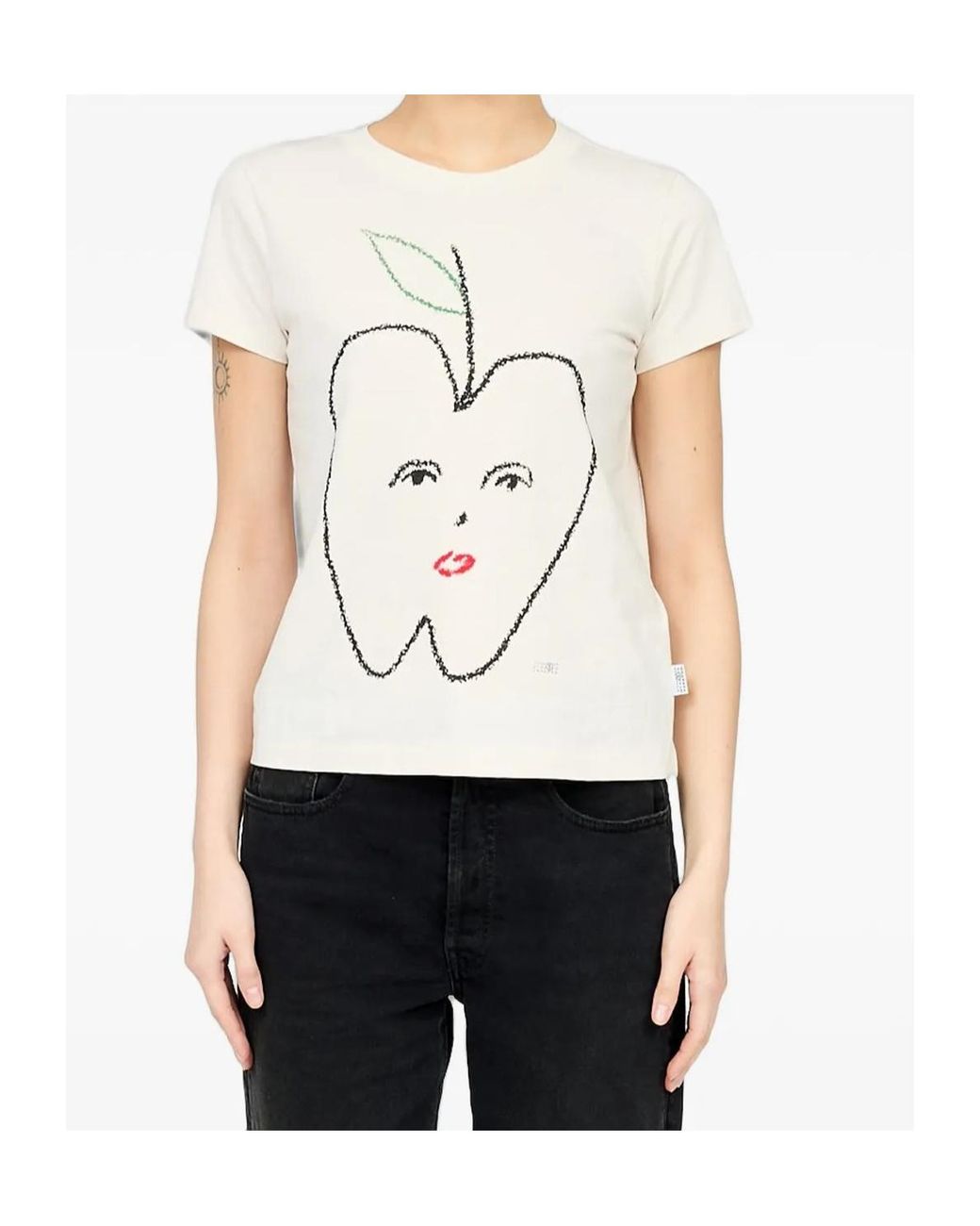 MM6 by Maison Margiela White Apple-Print T-Shirt