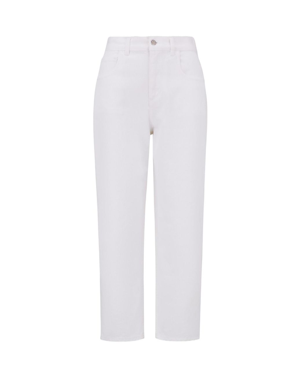 Moncler White Logo Patch Straight-Leg Trousers