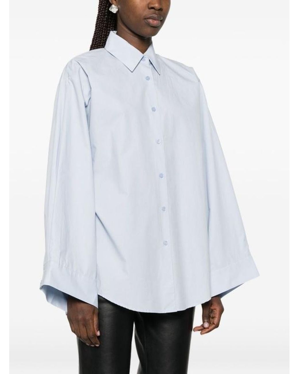 Frankie Shop Blue Tila Wide Sleeve Shirt