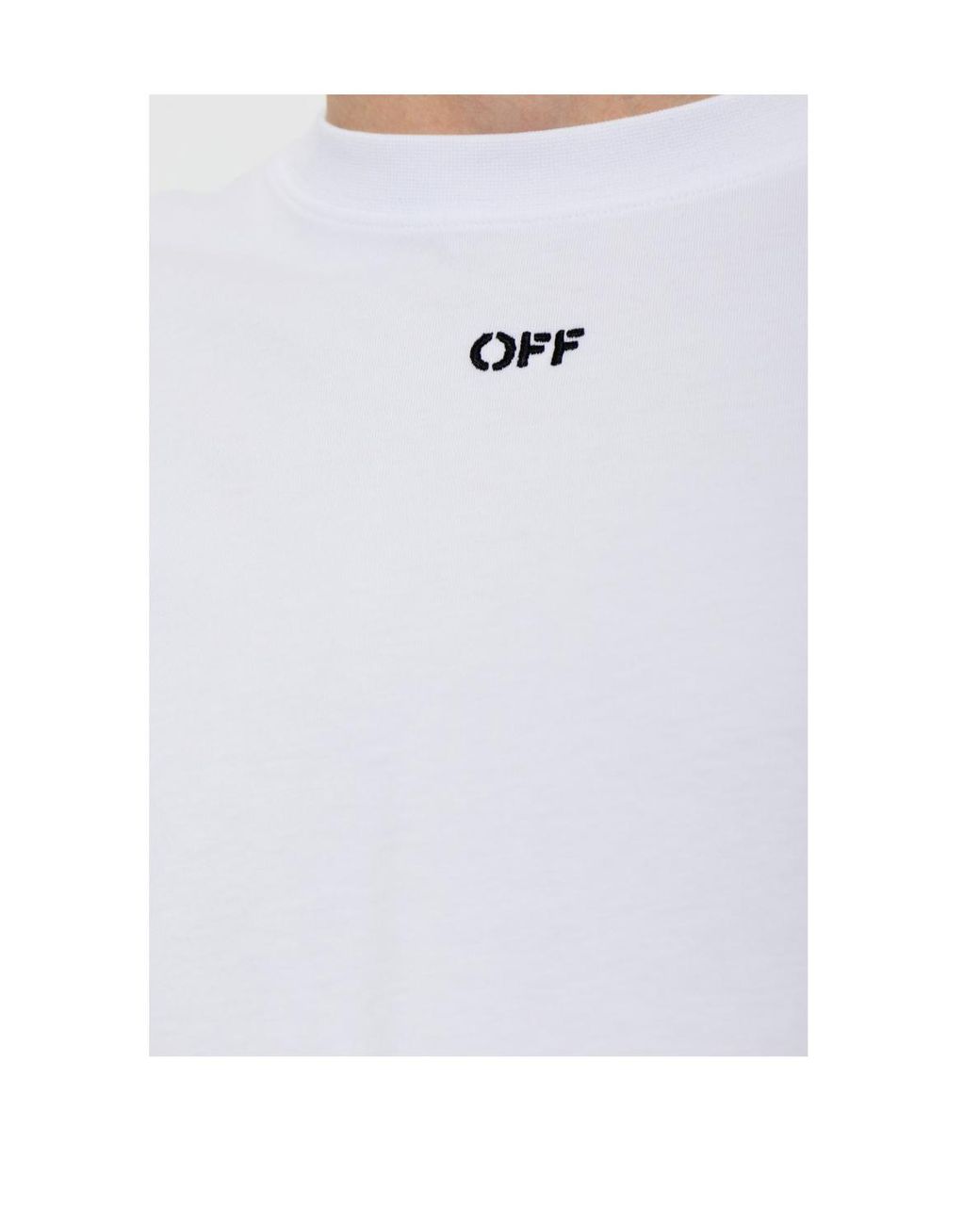 Off-White c/o Virgil Abloh White Logo Embroidered Crewneck T-Shirt for men