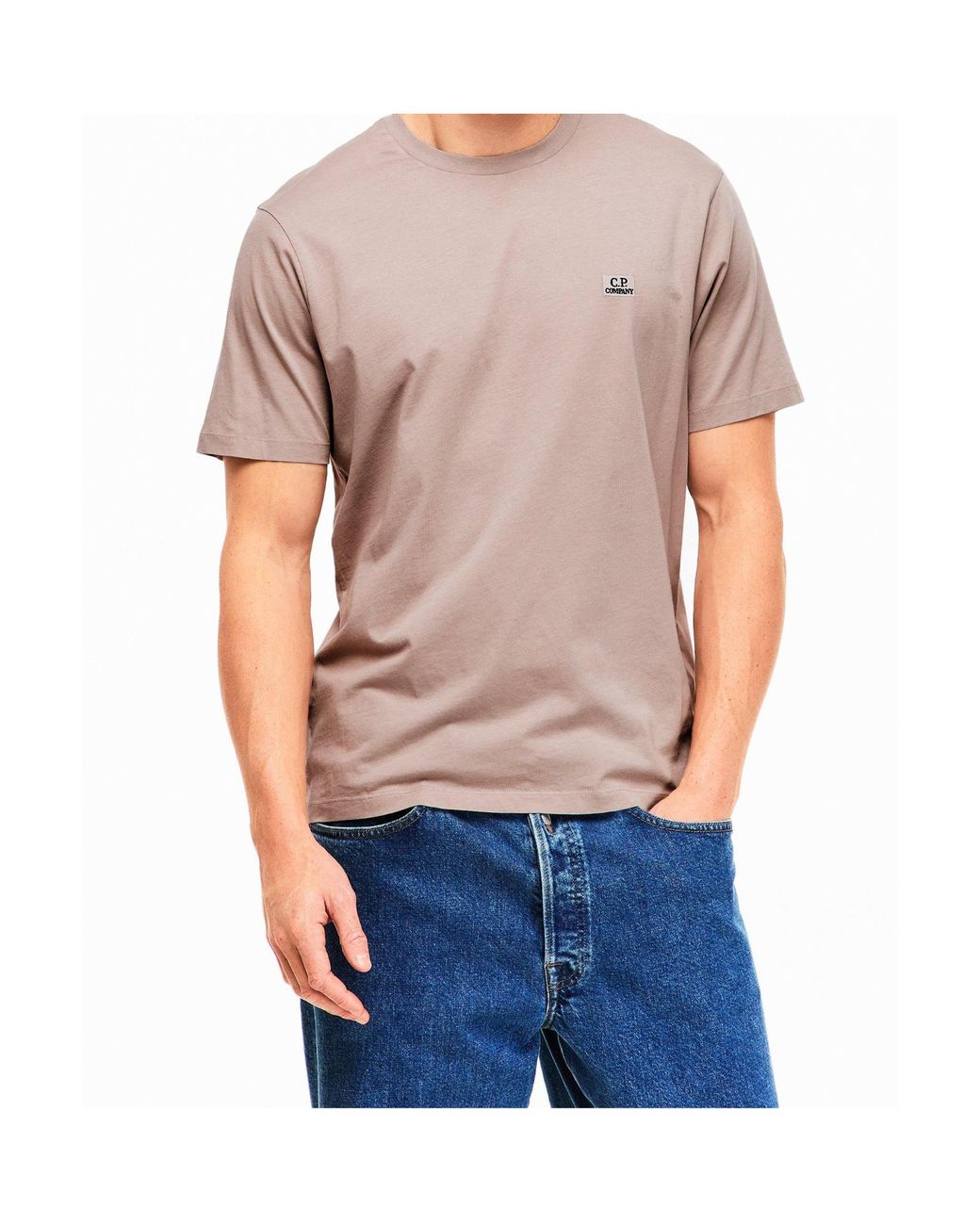 C P Company White Logo Crew-Neck T-Shirt for men