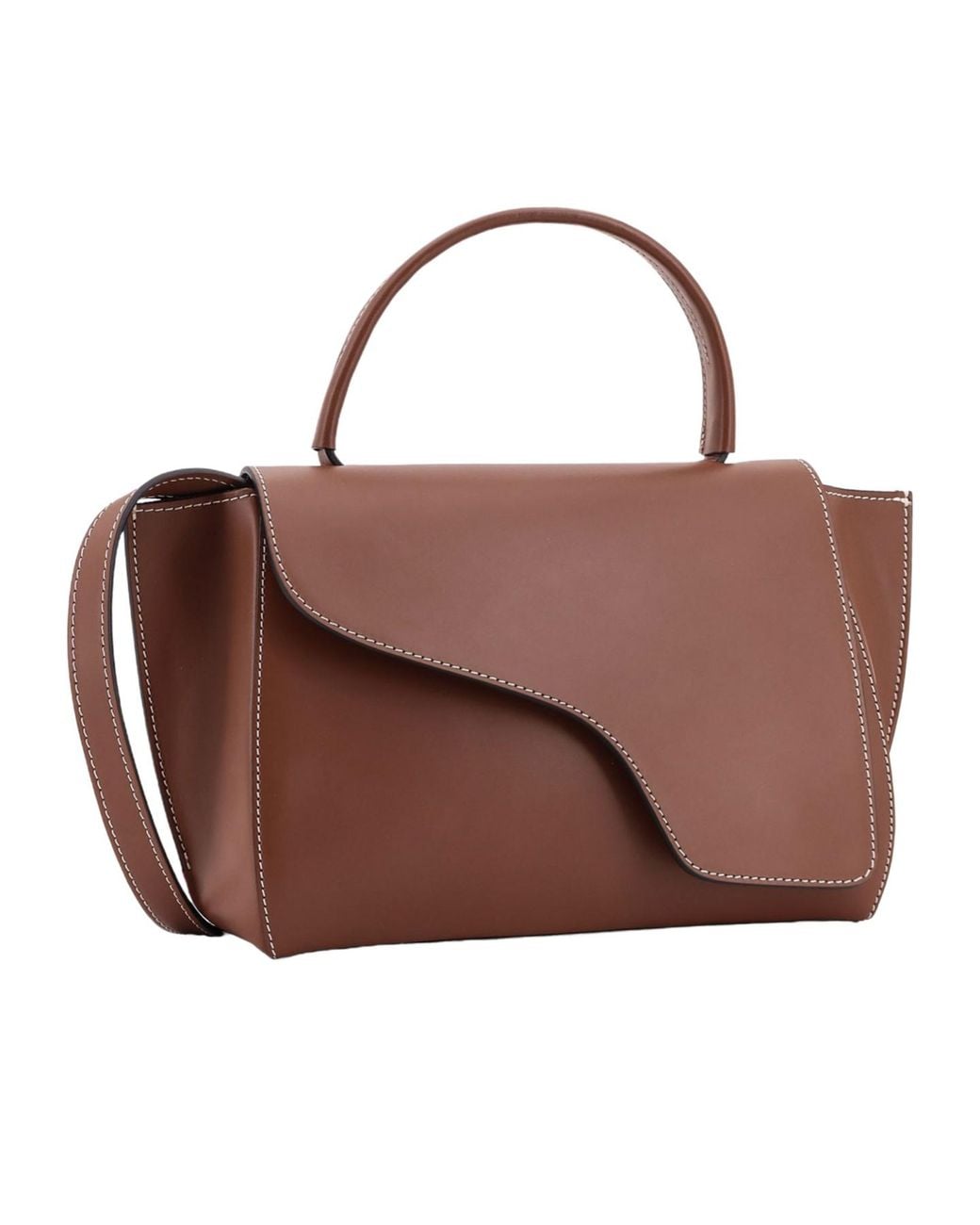 Atp Atelier Brown Asymmetric Flap Shoulder Bag