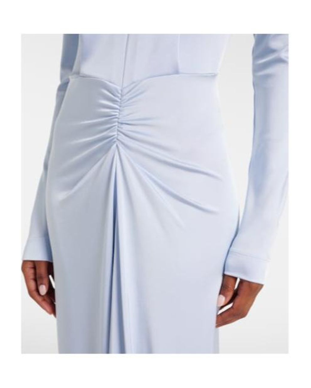 Victoria Beckham Blue Gathered Jersey Gown