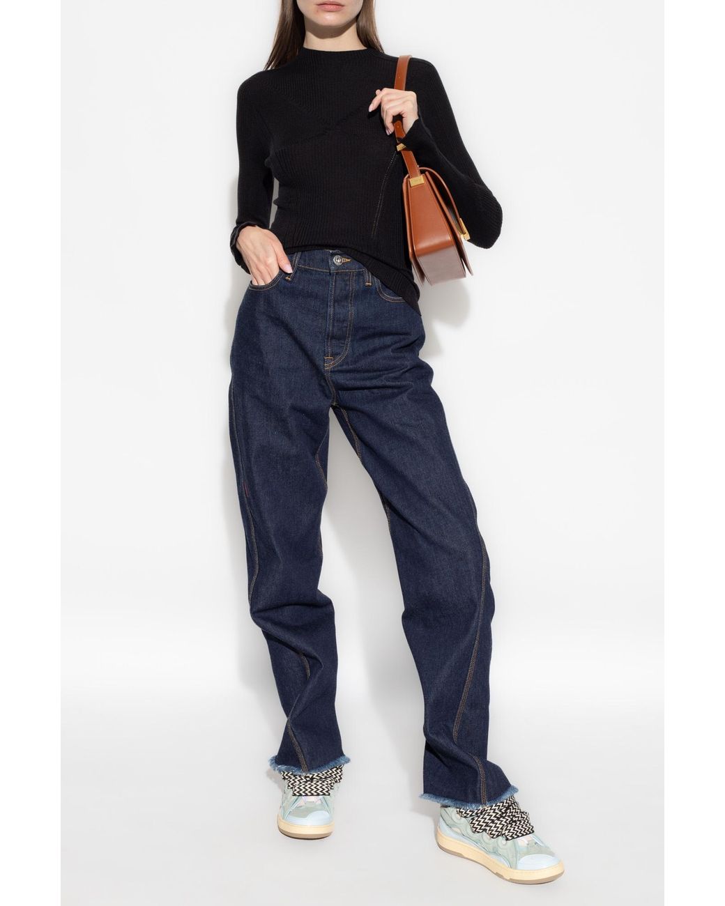 Lanvin Black Ribbed Crewneck Jumper