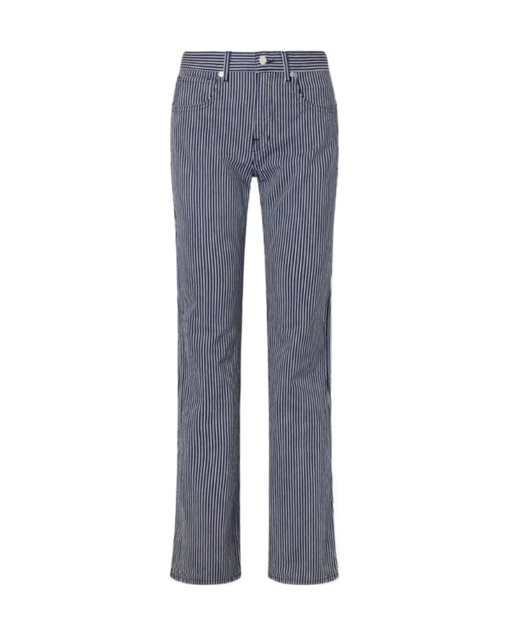 Nili Lotan Blue Celia Striped Straight-Leg Jeans