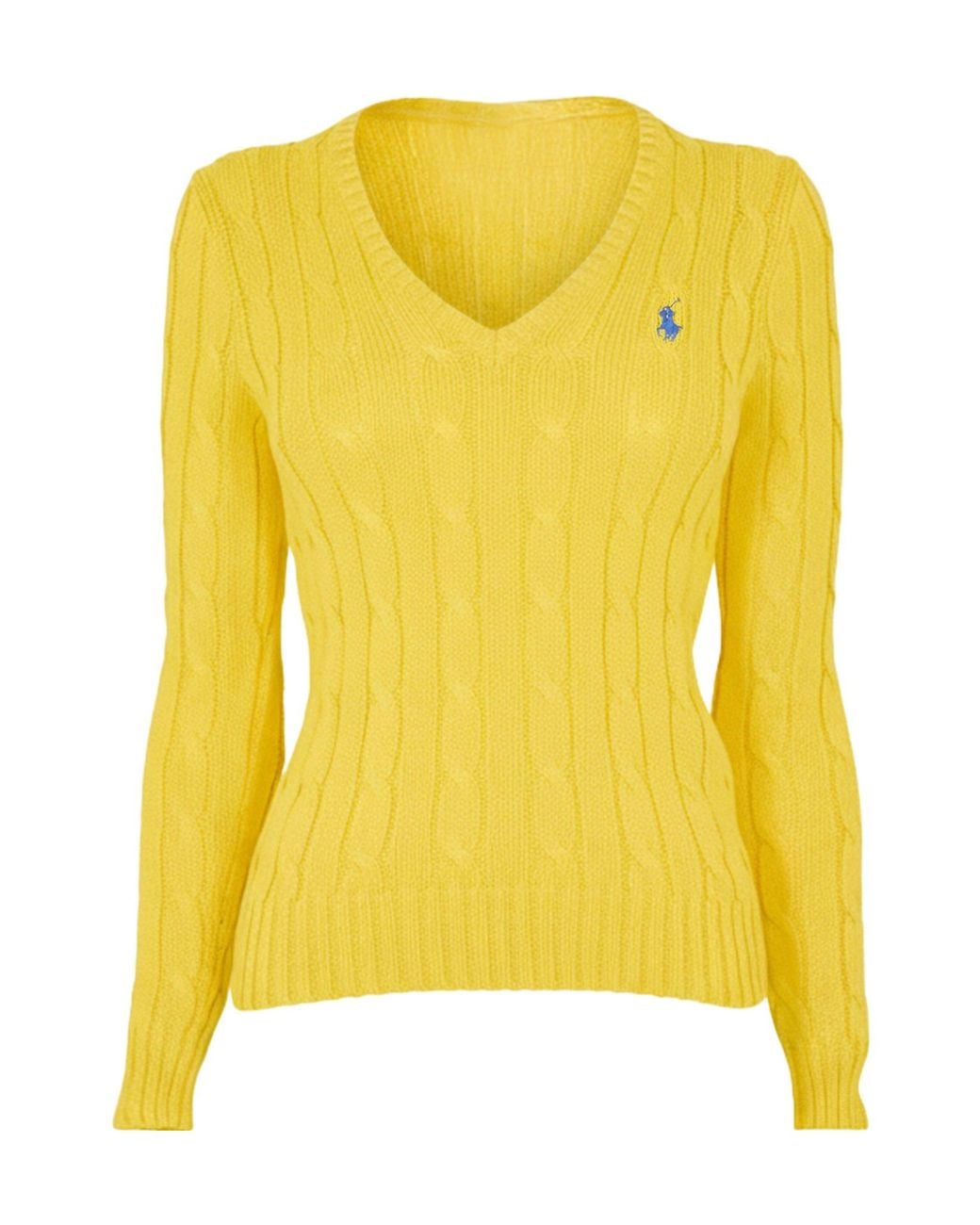 Polo Ralph Lauren Yellow Cable-Knit V-Neck Jumper