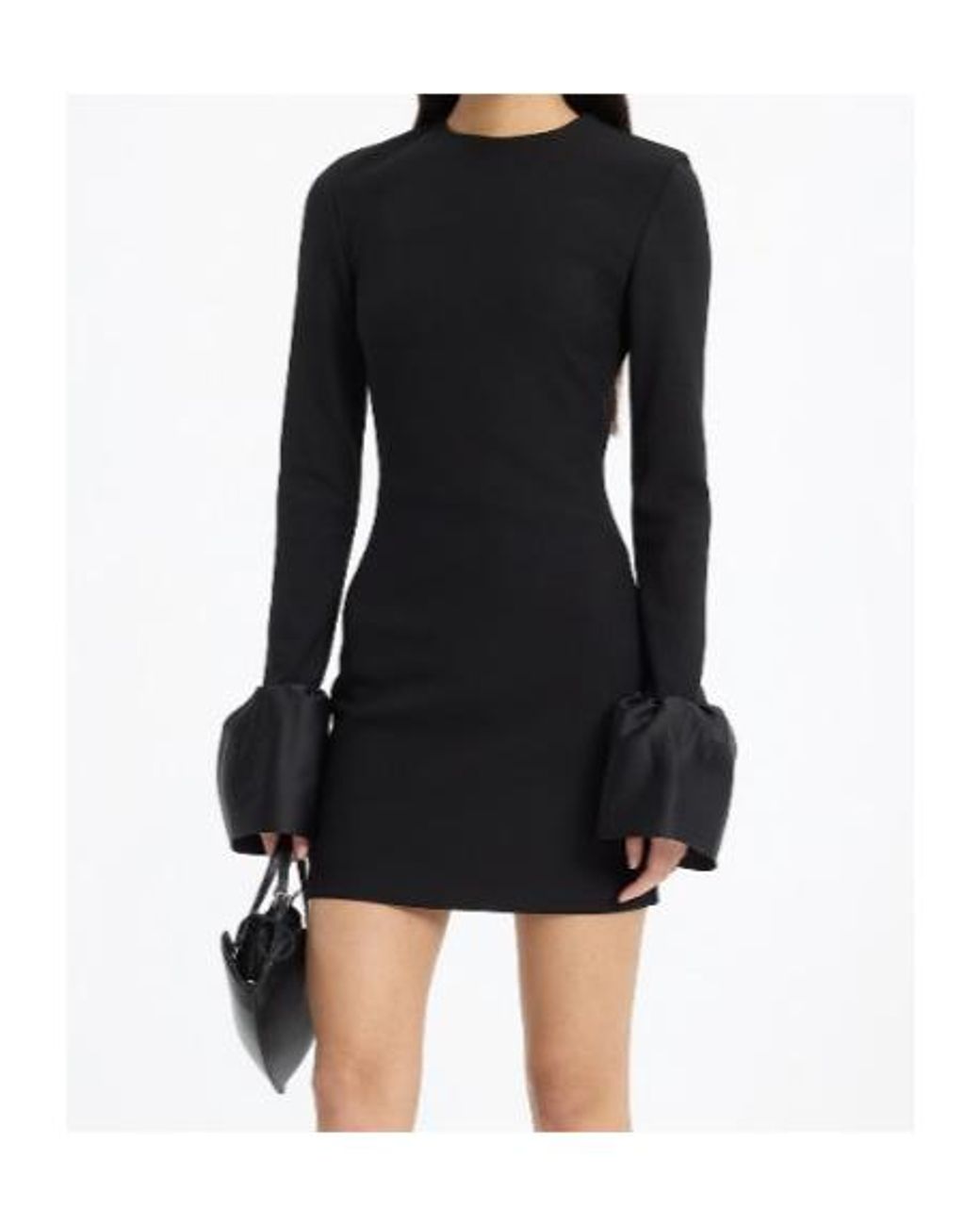 ROTATE BIRGER CHRISTENSEN Black Frill Ruffled-Sleeve Mini Dress