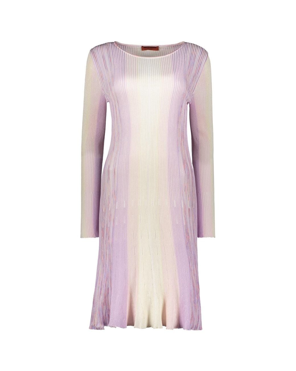 Missoni Pink Ribbed Fitted Knitted Midi Dress