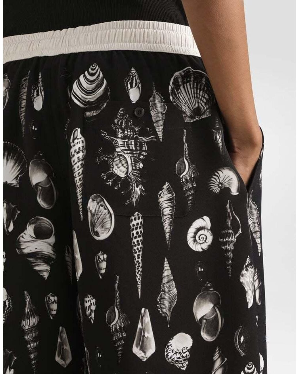 Dolce & Gabbana Black Seashell-Print Drawstring Shorts for men