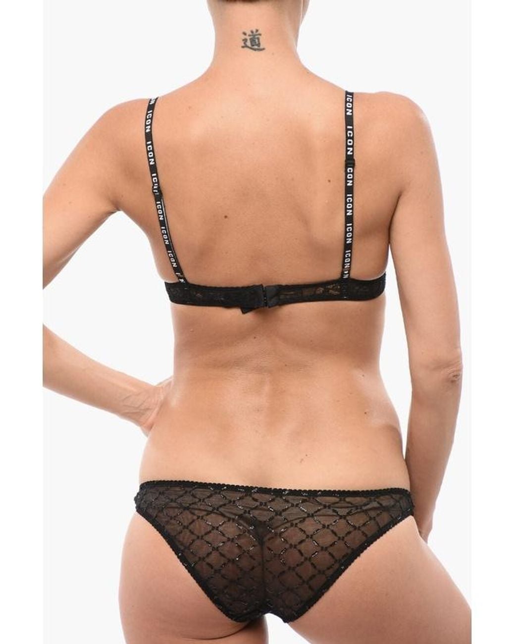 DSquared² Black Push-Up Bra With Logo Straps