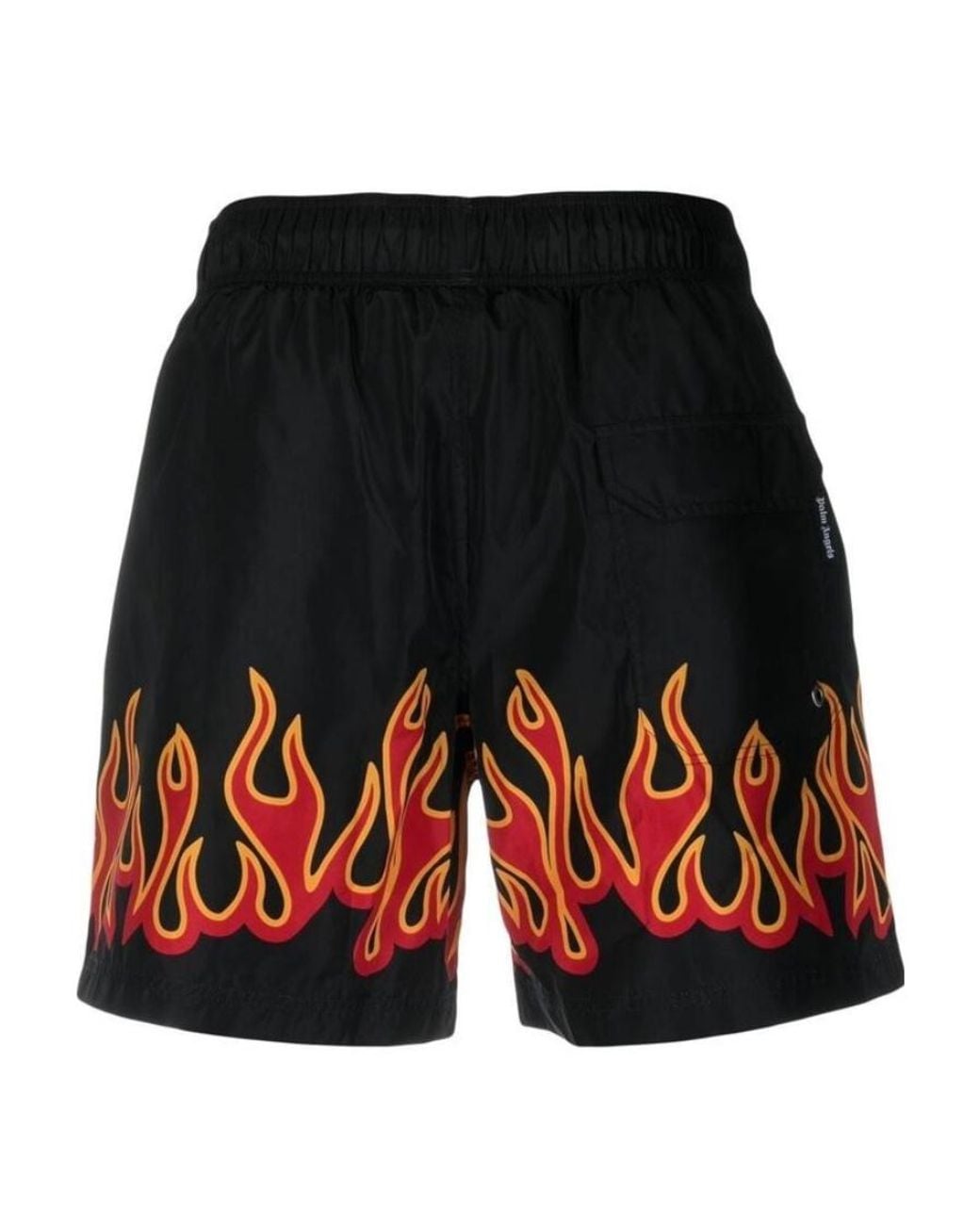 Palm Angels Black Flame-Printed Drawstring Swimming Trunks for men