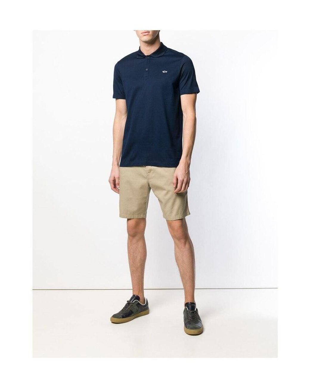Paul & Shark Blue Logo Patch Short Sleeved Polo Shirt for men