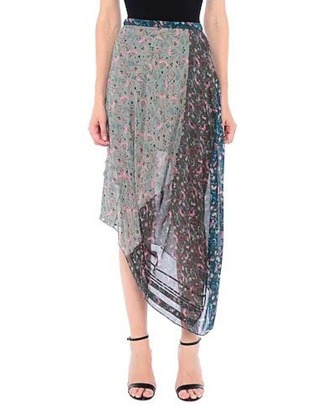 Chloé Gray Printed Midi Skirt