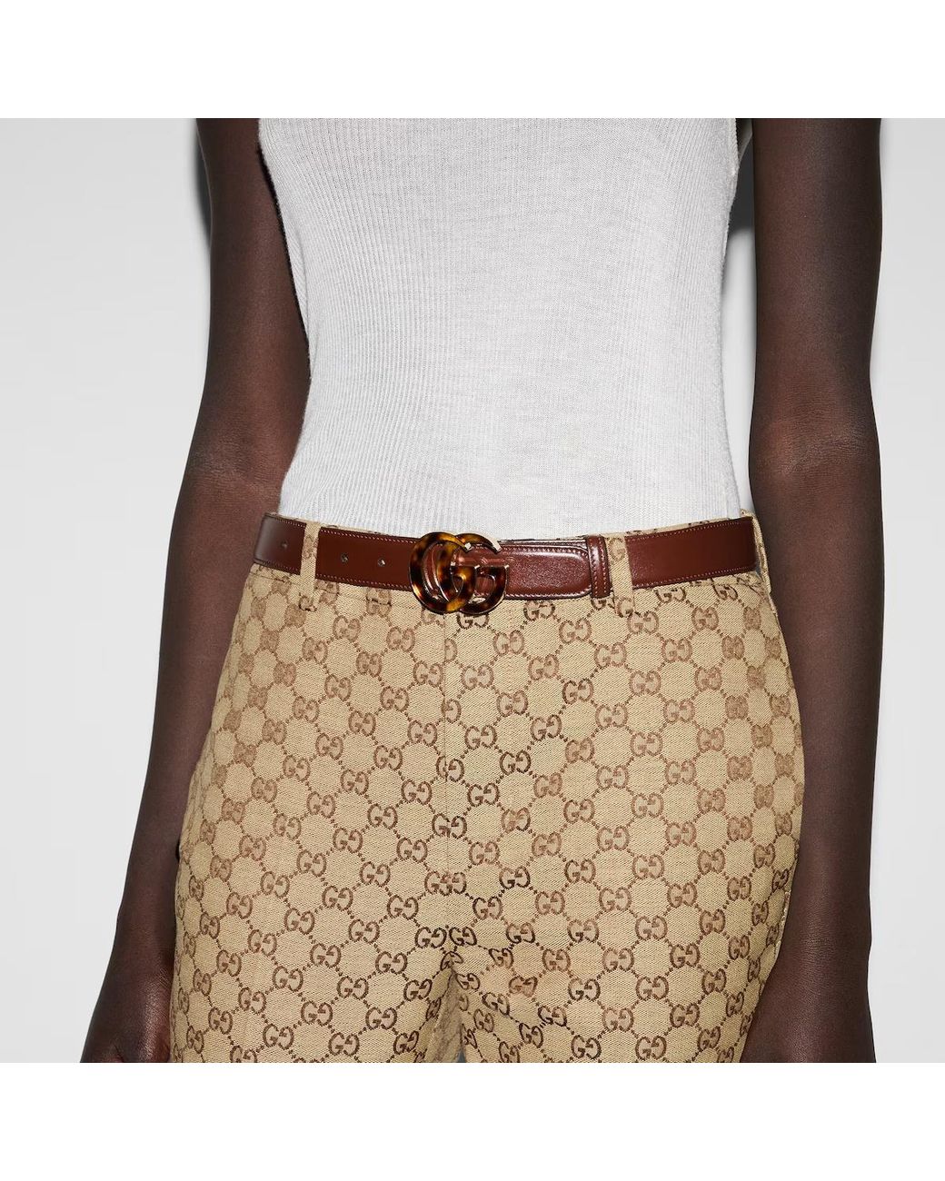 Gucci White Gg Marmont Belt